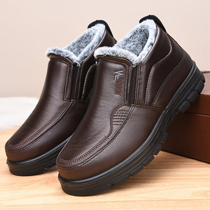 Herren Winter Slip-on Schuhe Braun gefüttert mit dicker Sohle