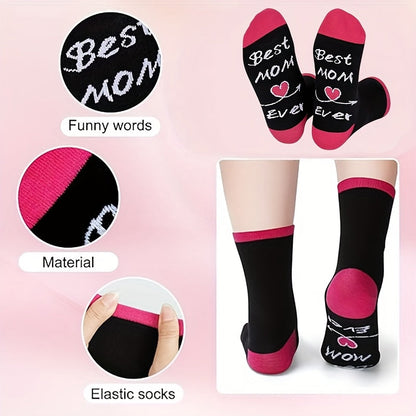 Damen Socken Geschenk Lustig – Best Mom Ever – Bequeme Freizeitsocken für Mütter, Muttertagsgeschenk, Geburtstagsidee