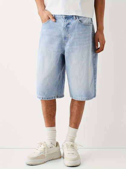 Bermuda jeans homme coupe ample – style urbain décontracté pour le quotidien et les loisirs