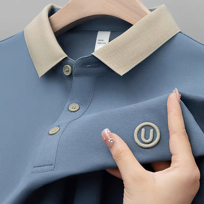 Herre poloshirt med kontrastkrave og broderet logo – stilfuld og afslappet til hverdag og fritid
