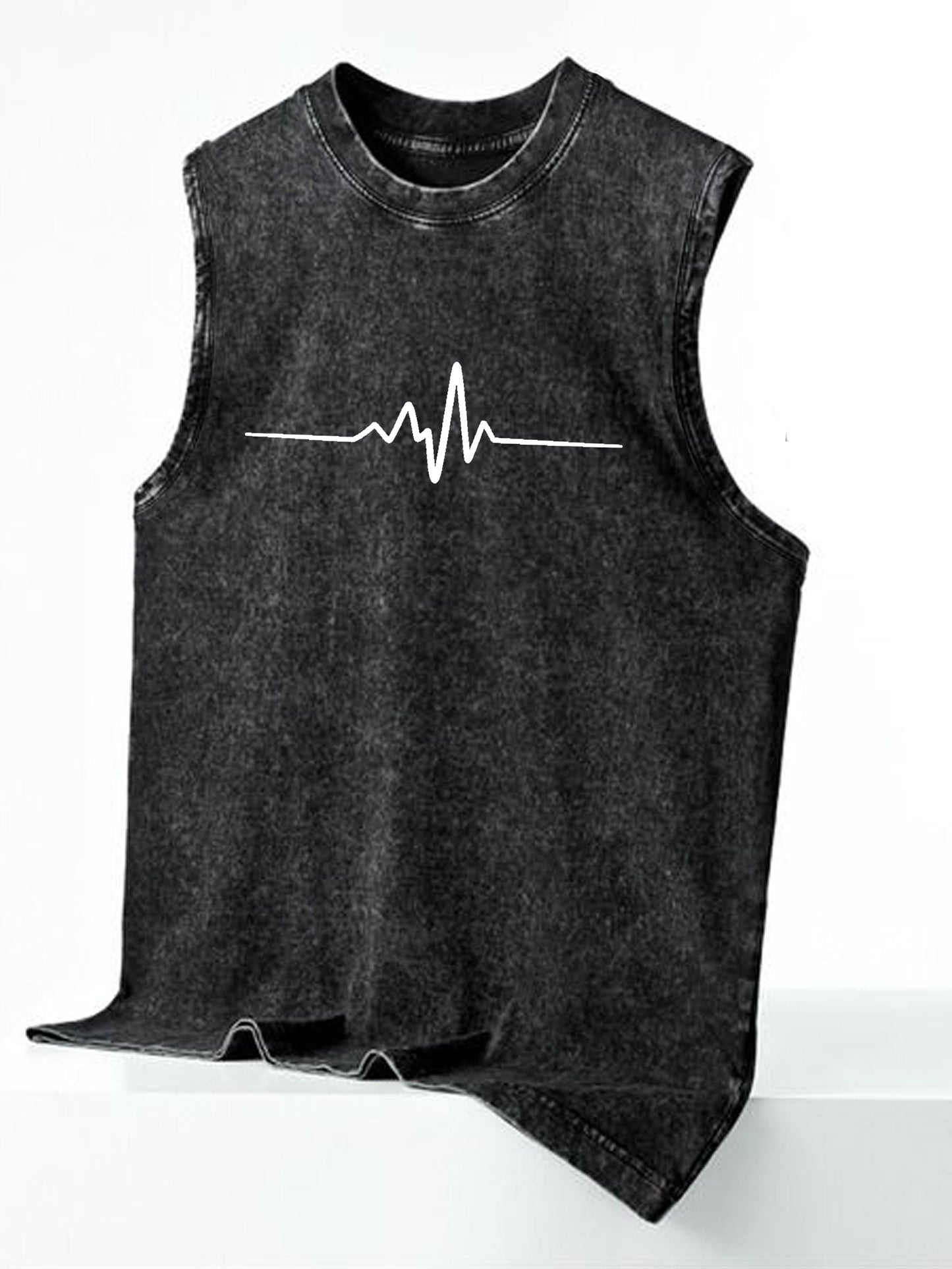 Herren streetwear ärmlös linne med vertikal tryck och urban stil