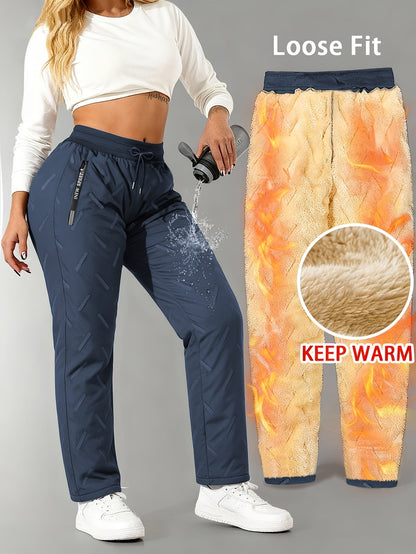 Pantaloni da jogging invernali da donna, imbottiti e idrorepellenti, per sport e tempo libero
