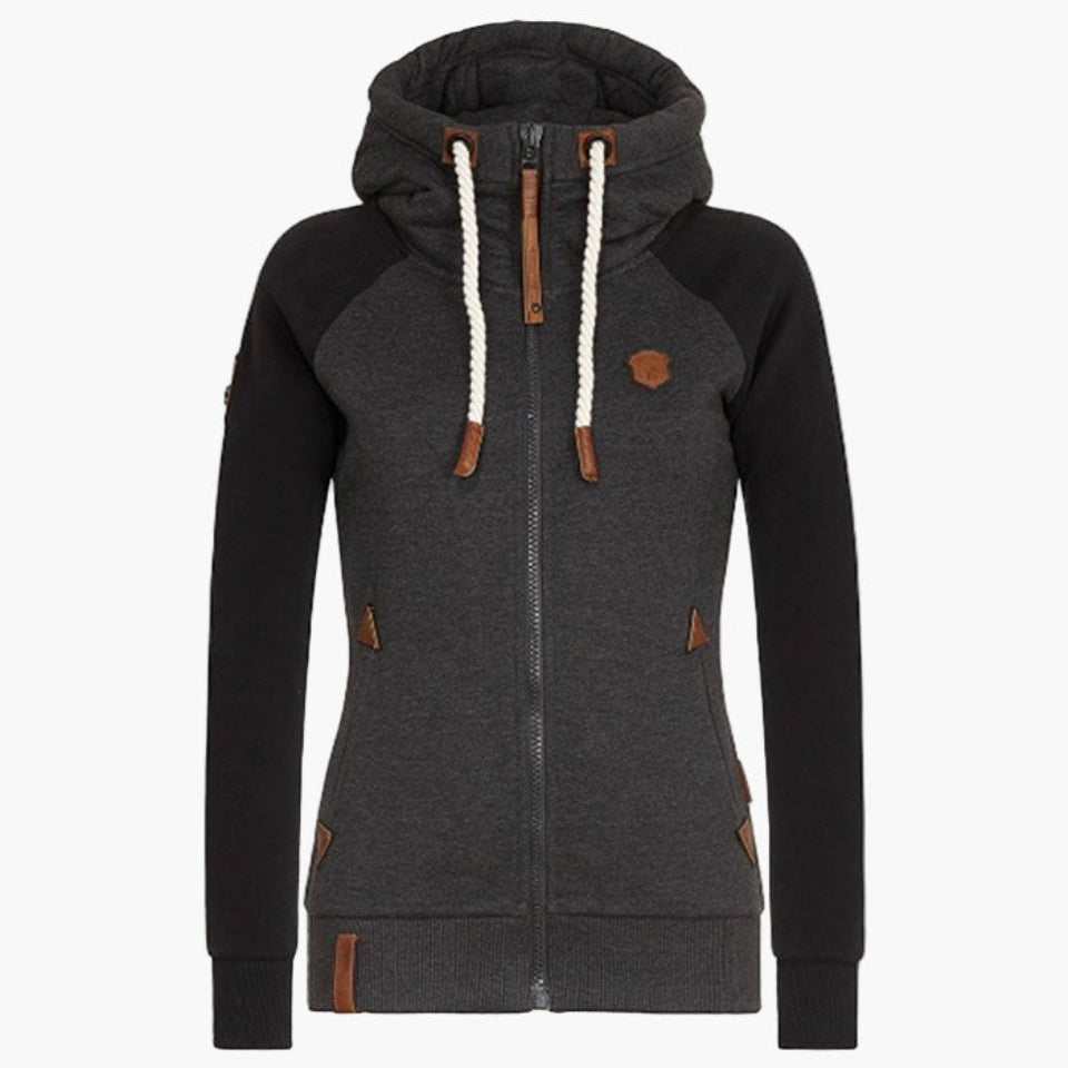 Dames Hoodie met capuchon en rits – Modieuze vrijetijdshoodie voor dagelijks gebruik en outdoor