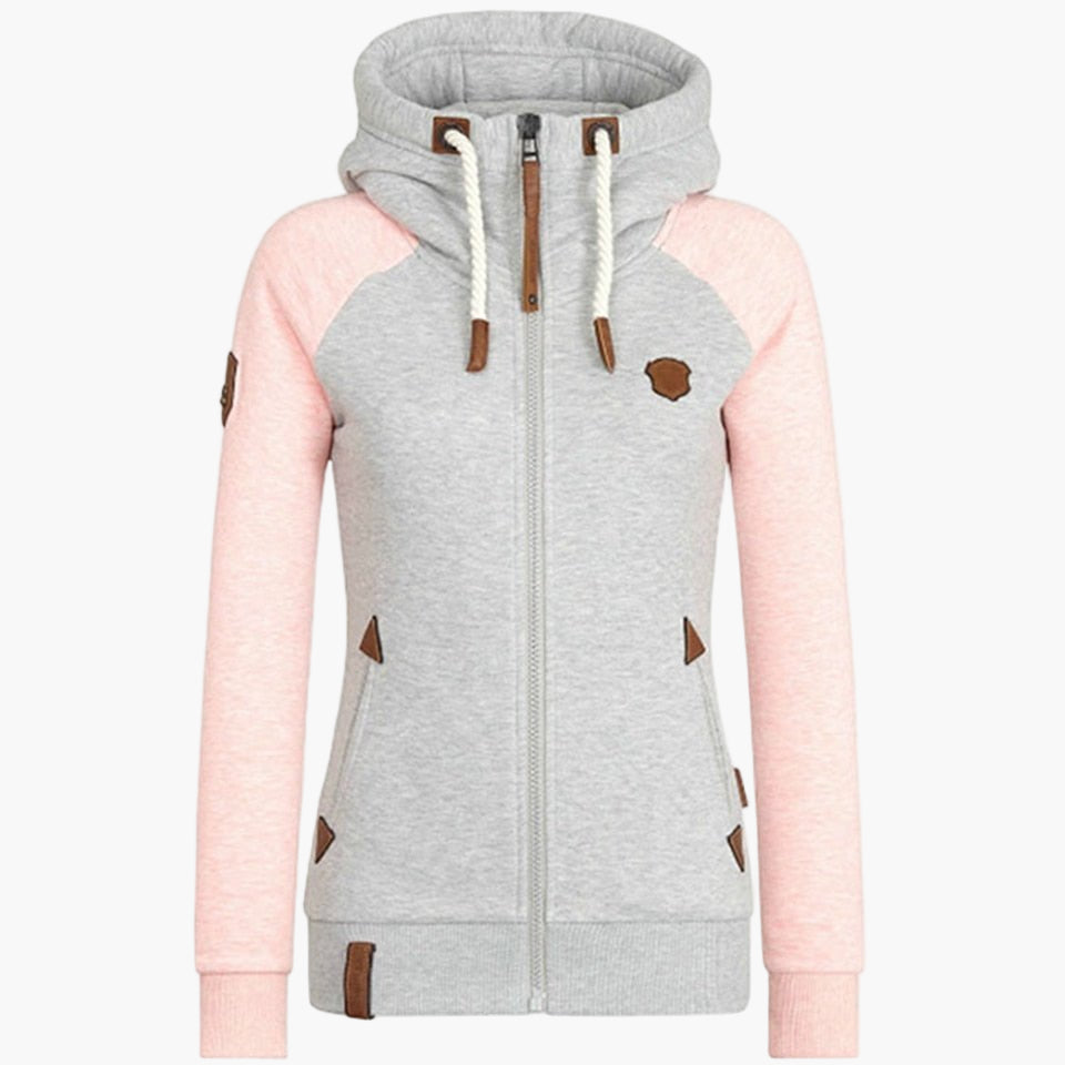 Dames Hoodie met capuchon en rits – Modieuze vrijetijdshoodie voor dagelijks gebruik en outdoor