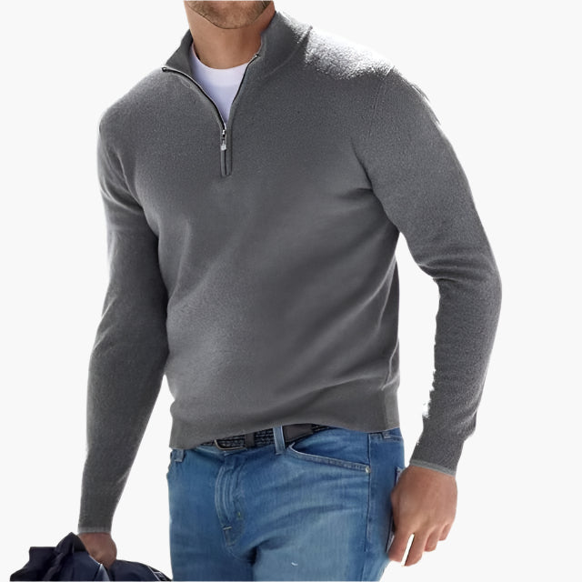 Męski sweter dziany z zamkiem – Nowoczesny casualowy look i komfort