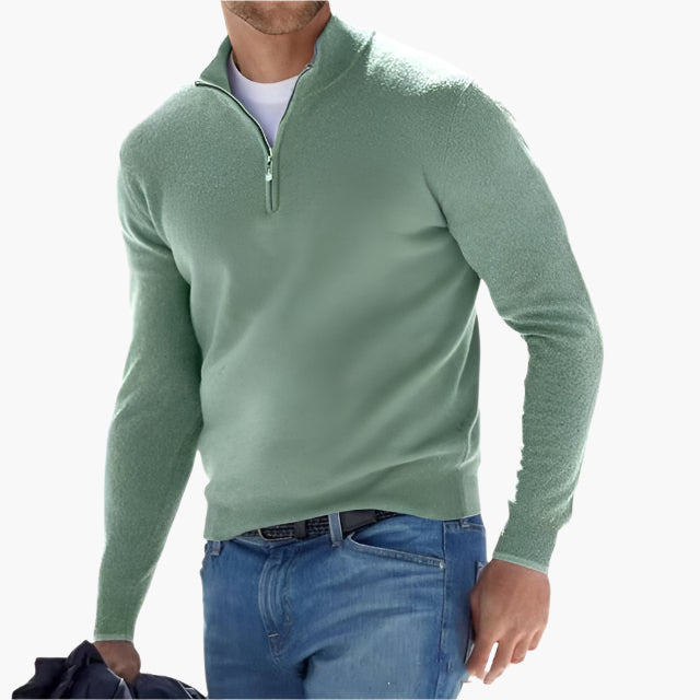 Męski sweter dziany z zamkiem – Nowoczesny casualowy look i komfort