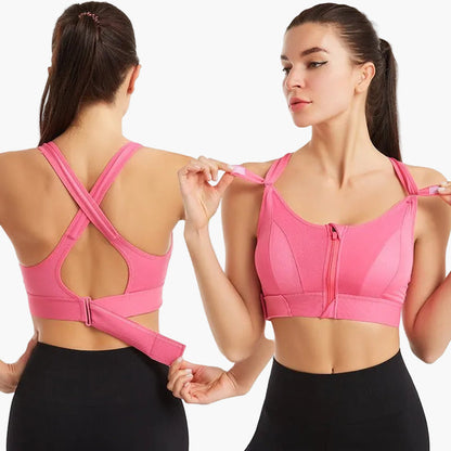 Reggiseno sportivo da donna con chiusura frontale e supporto posteriore – Perfetto per fitness, yoga e allenamento
