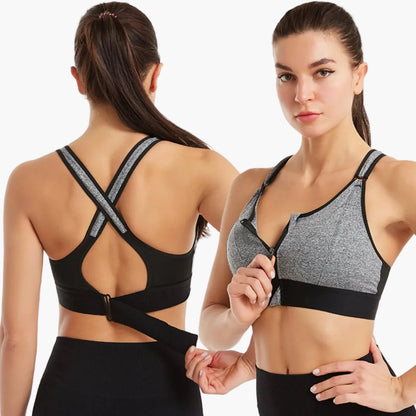 Reggiseno sportivo da donna con chiusura frontale e supporto posteriore – Perfetto per fitness, yoga e allenamento