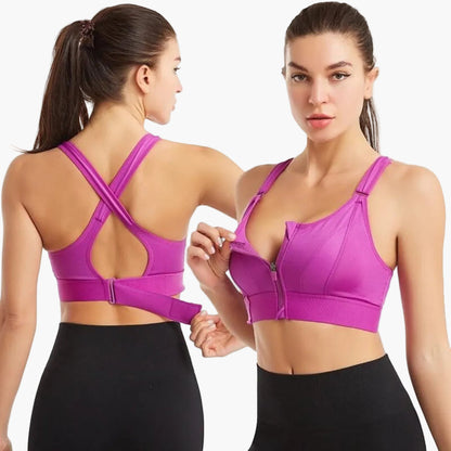 Reggiseno sportivo da donna con chiusura frontale e supporto posteriore – Perfetto per fitness, yoga e allenamento