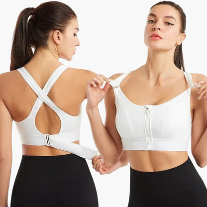Reggiseno sportivo da donna con chiusura frontale e supporto posteriore – Perfetto per fitness, yoga e allenamento