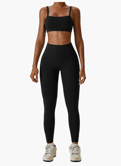 Damen High Waist Sport-Leggings und Crop-Top Set – Ideal für Fitness, Yoga & Freizeit