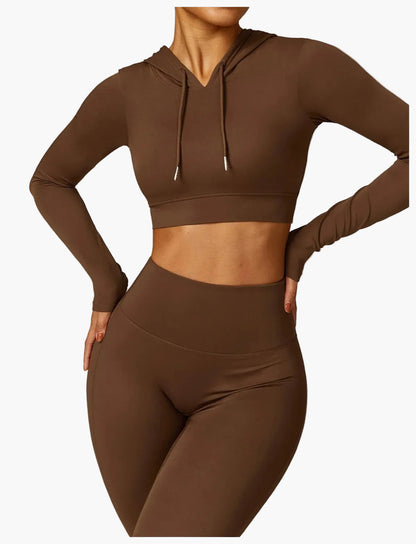 Damen High Waist Sport-Leggings und Crop-Top Set – Ideal für Fitness, Yoga & Freizeit