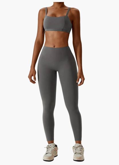 Damen High Waist Sport-Leggings und Crop-Top Set – Ideal für Fitness, Yoga & Freizeit