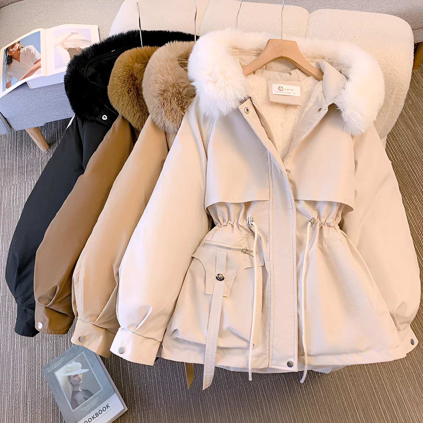 Parka d’hiver pour femme avec capuche en fourrure – Manteau élégant et chaud pour le quotidien et les loisirs