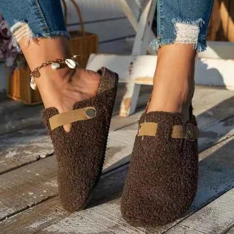 Pantoffels voor dames met gesp en antislipzool