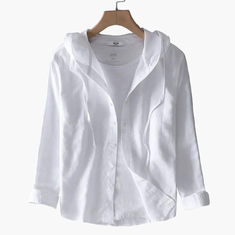 Damska koszula casual z kapturem – swobodna koszula overshirt w paski na co dzień i do biura