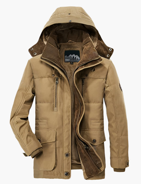 Herren Outdoor Winterjacke – Warm Gefüttert mit Abnehmbarer Kapuze und Vielseitigem Design