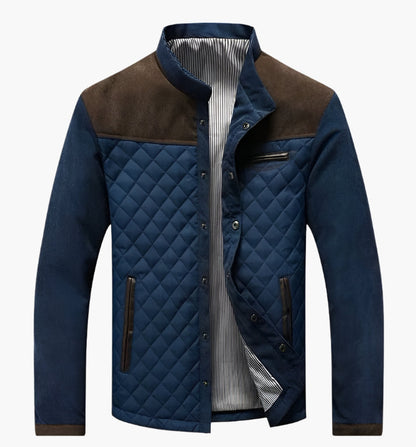 Męska pikowana kurtka w stylu patchwork – Elegancki casualowy look na co dzień i na czas wolny