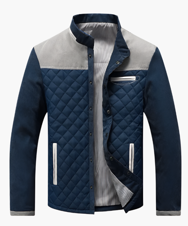 Męska pikowana kurtka w stylu patchwork – Elegancki casualowy look na co dzień i na czas wolny