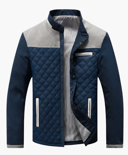 Męska pikowana kurtka w stylu patchwork – Elegancki casualowy look na co dzień i na czas wolny