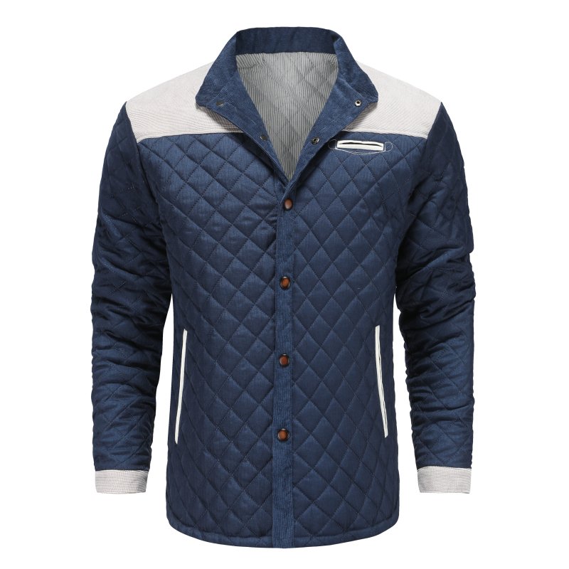 Męska pikowana kurtka w stylu patchwork – Elegancki casualowy look na co dzień i na czas wolny