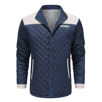 Męska pikowana kurtka w stylu patchwork – Elegancki casualowy look na co dzień i na czas wolny