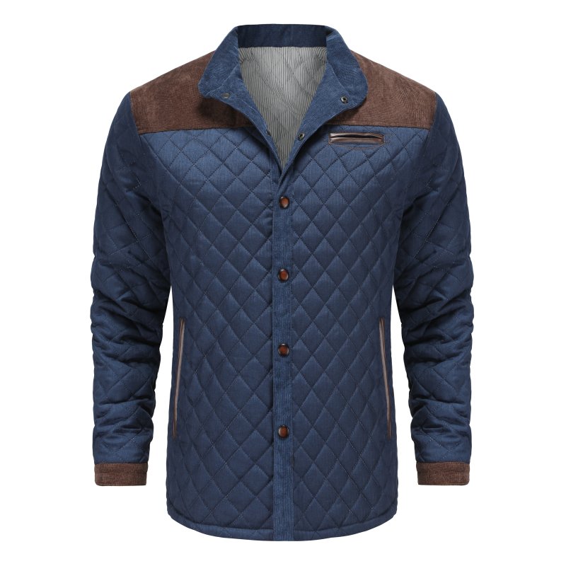 Męska pikowana kurtka w stylu patchwork – Elegancki casualowy look na co dzień i na czas wolny