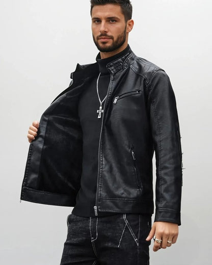 Blouson biker homme style moderne – Veste casual en simili cuir pour quotidien et vie nocturne