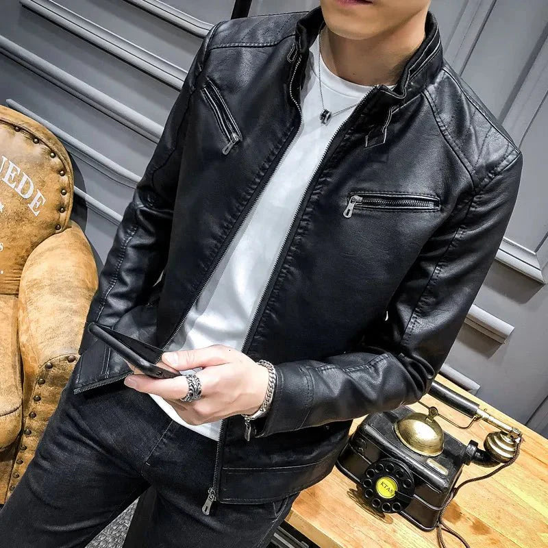 Blouson biker homme style moderne – Veste casual en simili cuir pour quotidien et vie nocturne
