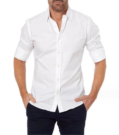 Herre zip-fit skjorte modern slim – Skjult lynlås til business & fritid
