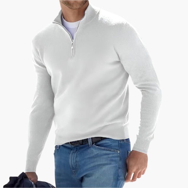Męski sweter dziany z zamkiem – Nowoczesny casualowy look i komfort