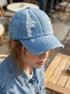 Zonnehoed van denim met verstelbaar bandje