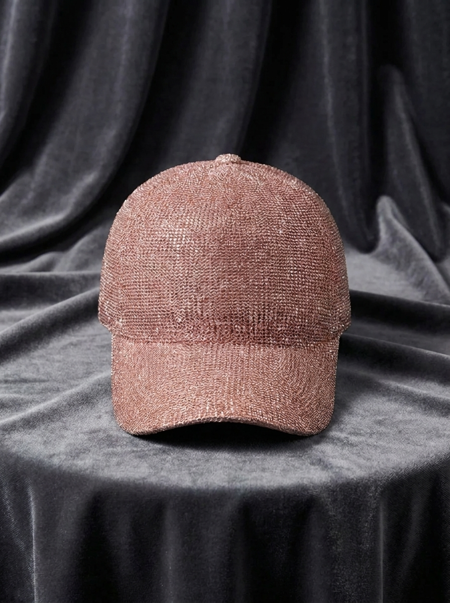Baseballpet voor dames met netstructuur en pailletten