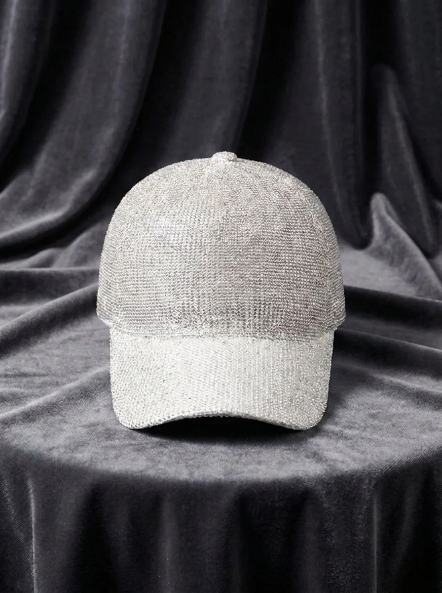 Baseballpet voor dames met netstructuur en pailletten