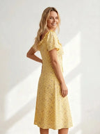 Diana | Midi-jurk voor dames met bloemenprint, V-hals en korte mouwen