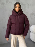 Oversized gewatteerde jas voor dames met capuchon en ingewerkte zakken