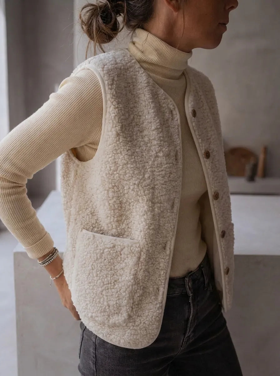 Nerina | Gilet met ronde hals, zakken en knopen voor dames