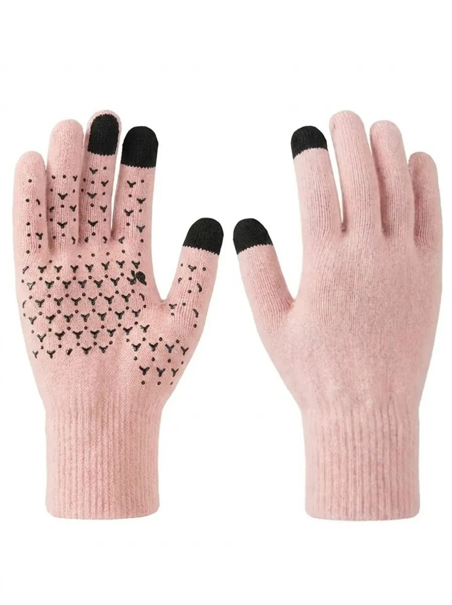 Thermische gebreide handschoenen met touchscreenfunctie en antislipgrip