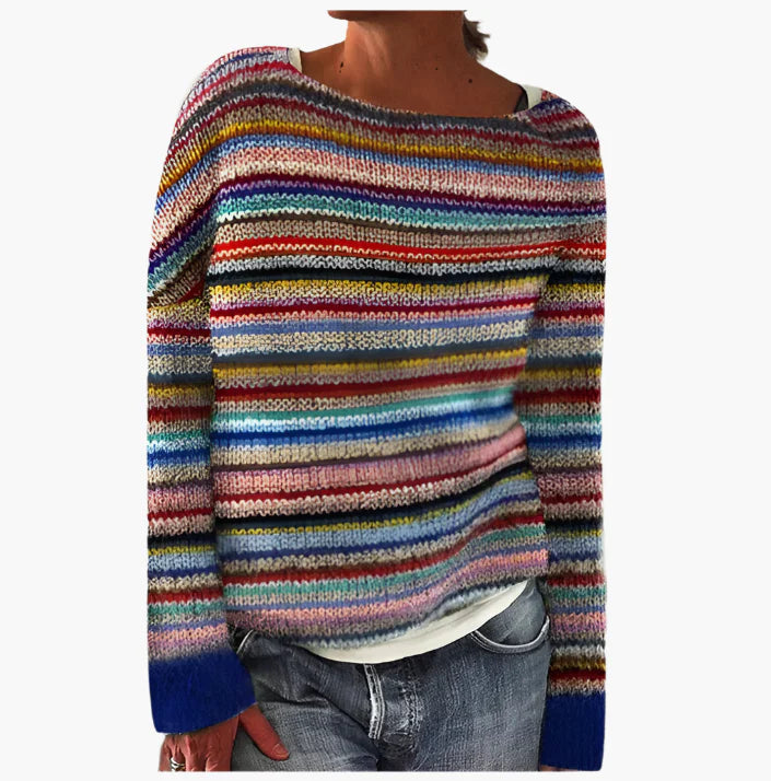Dame retro pullover i norsk stil – Komfortabel striktrøje til efterår og vinter
