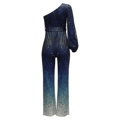 Dam Enarmad retro disco jumpsuit – Elegant party- och scenoutfit i vintage-stil