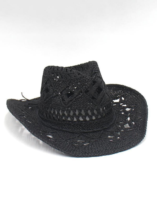 Handgebreide jazzhoed in cowboystijl met opstaande rand