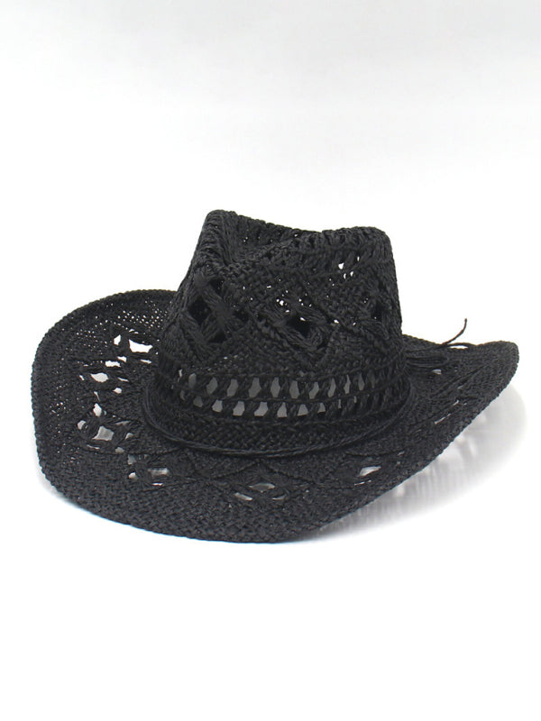Handgebreide jazzhoed in cowboystijl met opstaande rand