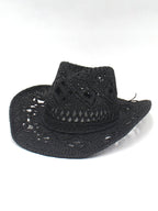 Handgebreide jazzhoed in cowboystijl met opstaande rand
