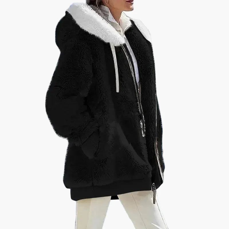 Veste d'hiver femme avec capuche et fermeture éclair – Manteau de loisirs tendance pour les jours froids