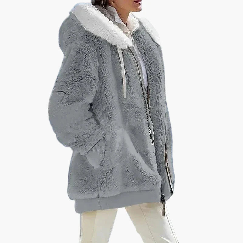 Veste d'hiver femme avec capuche et fermeture éclair – Manteau de loisirs tendance pour les jours froids