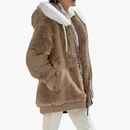 Veste d'hiver femme avec capuche et fermeture éclair – Manteau de loisirs tendance pour les jours froids