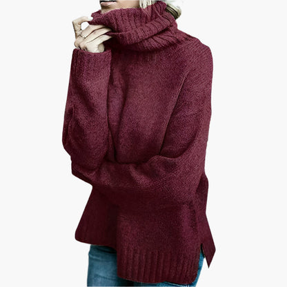 Damski oversize sweter z golfem – Wygodny sweter na co dzień z wysokim kołnierzem, nowoczesny styl