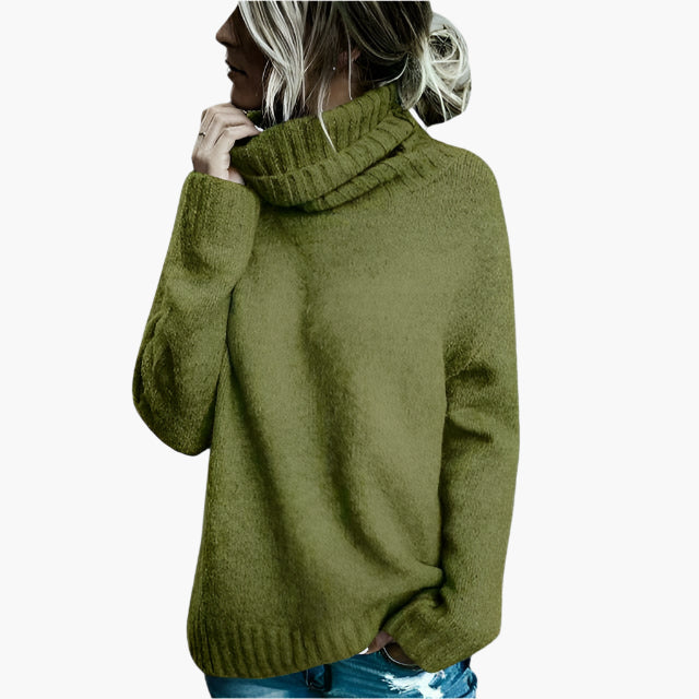 Damski oversize sweter z golfem – Wygodny sweter na co dzień z wysokim kołnierzem, nowoczesny styl