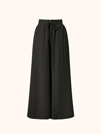 Damen Palazzo-Hose mit weitem Bein und Paperbag-Bund – Elegante High-Waist Hose für stilvolle Outfits