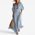 Inoni | Gestreepte off-shoulder maxi-jurk voor dames